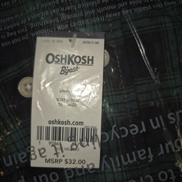 OshKosh B'gosh Green Plaid Button Down Shirt - Picture 3 of 3